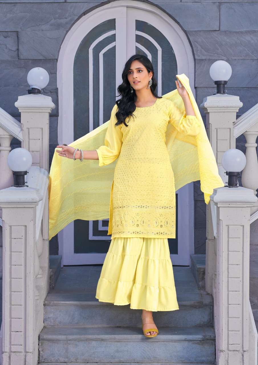Anieya-Kavya Vol-1-Georgette-Mirror Work-Kurti-Sharara-Dupatta-1003